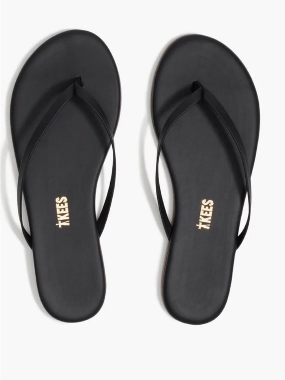 TKEES Black Slim Strap Flip Flop Sandals